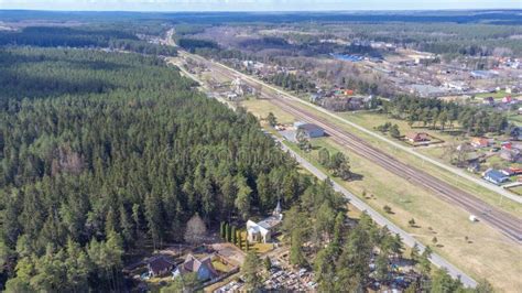 An Aerial View Of Pabrade Town And Surrounding Area Lithuania Stock