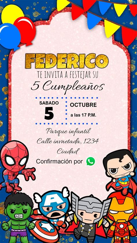 8 Lindas invitaciones de Superheroes de Cumpleaños Gratis