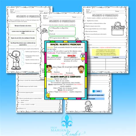 Folha De Conceitos E Atividades Ora O Sujeito E Predicado