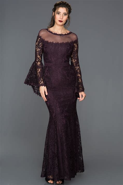 Long Purple Mermaid Evening Dress Abu164