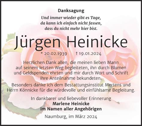 Traueranzeigen von Jürgen Heinicke abschied nehmen de