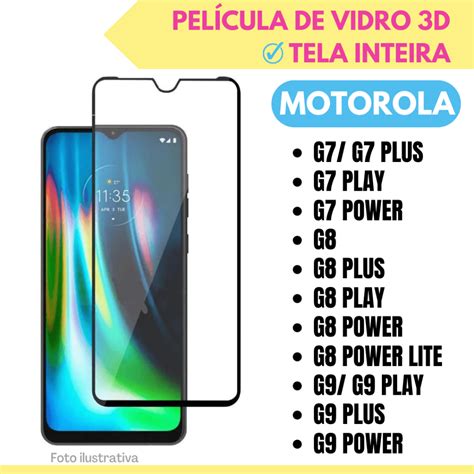 Película de Vidro 3D Para Motorola Moto G7 G7 Plus G7 Play G7