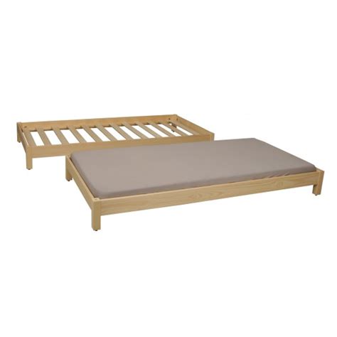 Lit Empilable JONAS 90x190 Lot De Deux Lits 2 Sommiers Naturel