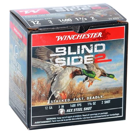 Winchester Blind Side 2 12 Gauge 3 1 38oz 2 Shot Steel Shot Lead