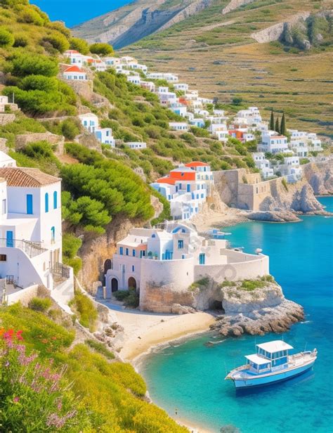 A Picturesque Coastal Village In Greece Photo | JPG Free Download - Pikbest