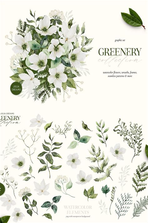 Greenery Watercolor Collection Graphics - Siteoutsite