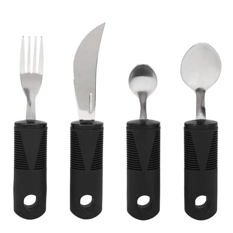 Special Supplies Adaptive Utensils 4Pcs Utensils With Nonslip Rubber