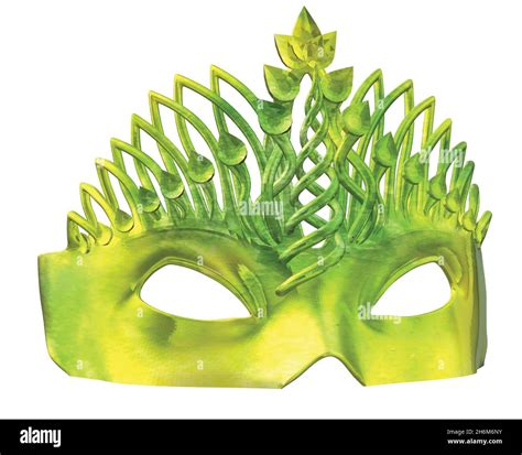 Yellow Green Shiny Metal Half Face Masquerade Ball Venetian Mask Stock