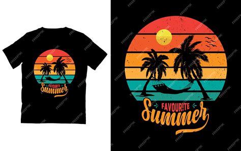 Premium Vector Vector Summer Vintage Illustration Tshirt Design Beach