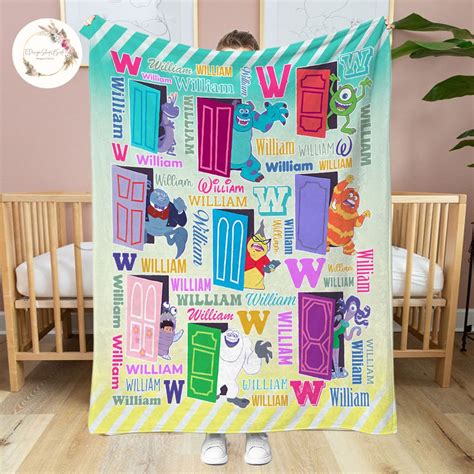 Personalized Pixars Monsters Inc Doors Characters Blanket Disney