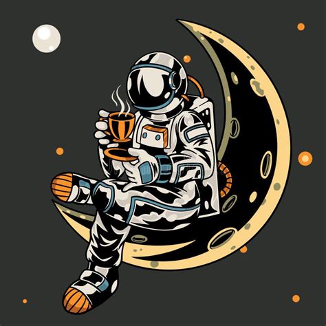 Astronaut Sitting On The Moon While Holding A Cup Of Coffee T Shirt And