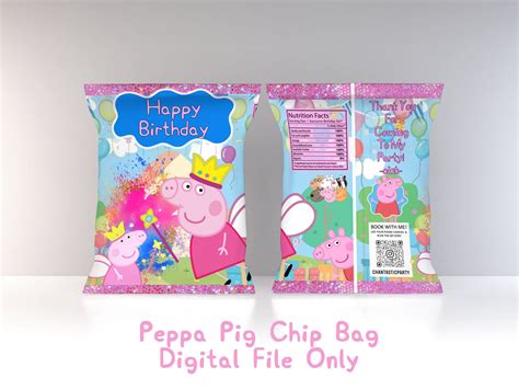 Peppa Pig Custom Chip Bag Peppa Pig Birthday Peppa Pig Chip Etsy