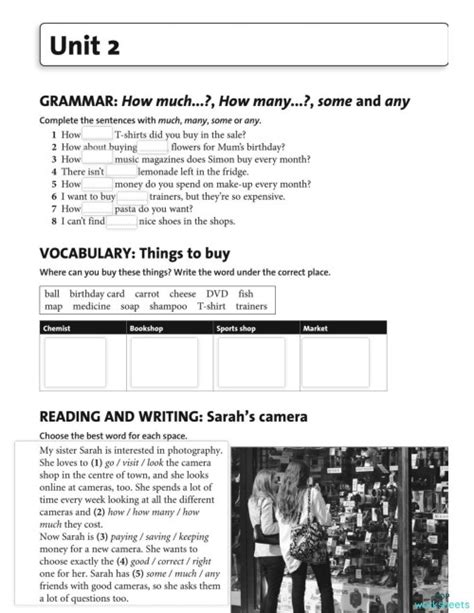 Ket Objectives Unit2shopping Interactive Worksheet Topworksheets