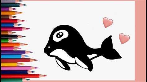 COMO DESENHAR UMA BALEIA ORCA FÁCIL E FOFA HOW TO DRAW A ORCA WHALE