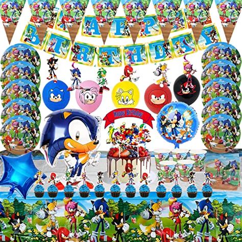 Newtic 77PCS Suministros de Fiesta de cumpleaños Sonic Juego de