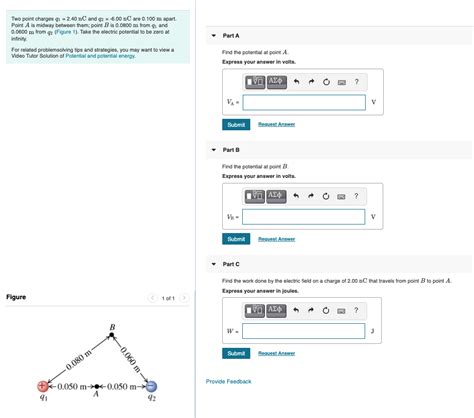 Solved Two Point Charges Q1 240 Nc And Q2 600 Nc Are