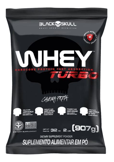 Suplemento Black Skull Caveira Preta Whey Sabor Morango Economizzando