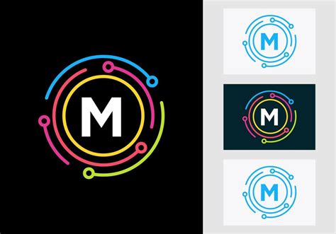 Letter M Technology Logo Design Network Logo Symbol Vector