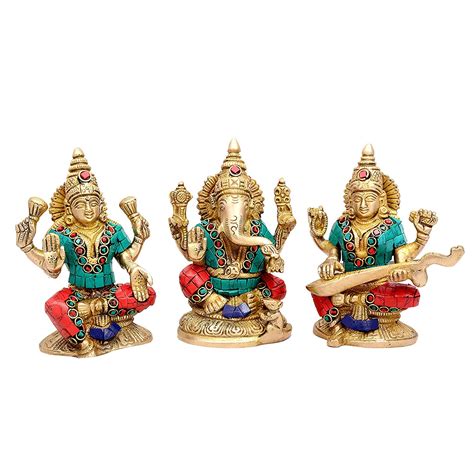 Buy Dattatreya Brass Ganesha Lakshmi Saraswati Height 5 I Home Decor