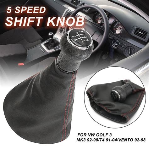 Car 5 Speed Gear Shift Knob Gaitor Gaiter Boot Cover Leather For VW