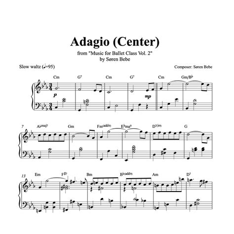 Adagio (center) | Piano Sheet Music for Ballet (PDF) | by Søren Bebe