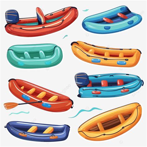 Collection Of Inflatable Boats Flat Stickers Rafting Boat Inflatable