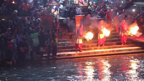 Ganga Aarti Har Ki Pauri Haridwar India. Stock Footage - Video of ...