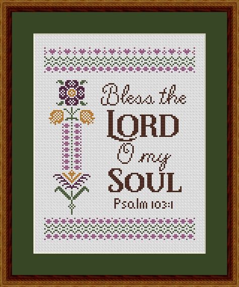 Bless The Lord O My Soul Psalm 103 1 KJV Cross Stitch Pattern 2005 E