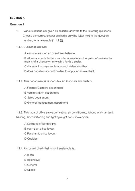 N Assignment Section A Section A Question Various