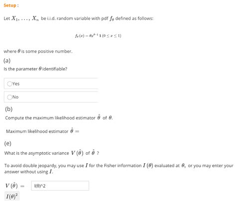 Solved Setup Let X Xn Be I I D Random Variable With Pdf Chegg