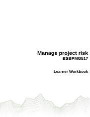 BSBPMG 517 Feedback File 1 DOC Manage Project Risk BSBPMG517 Learner