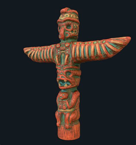 D Model Totem Native American Pole Vr Ar Low Poly Cgtrader