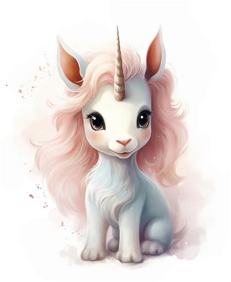 Premium AI Image There Is A White Unicorn With Pink Hair And A Horn