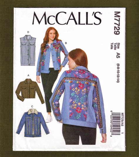 Misses Denim Jackets Sewing Pattern4 Variations Sizes 6 14 Mccalls