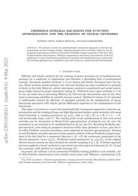 Fredholm Integral Equations For Function Approximation And The Training