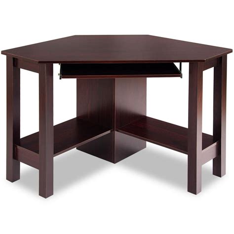 Costway Wooden Corner Desk With Drawer Computer Pc Table Study Office