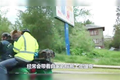 在高速路上拍到搞笑一幕，一头棕熊居然会骑车，这也太搞笑了