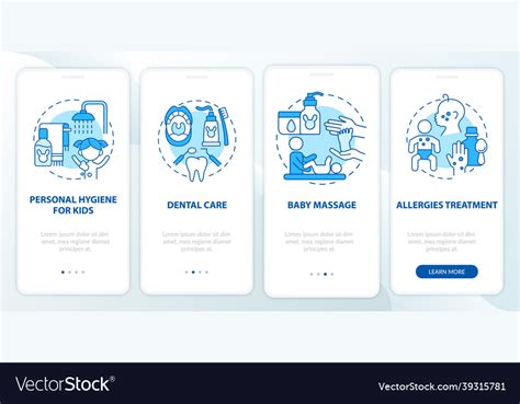 Baby Care Blue Onboarding Mobile App Page Screen Vector Image