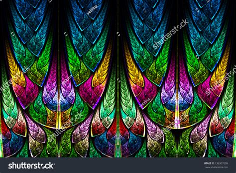 Fractal Pattern In Stained Glass Style. Computer Generated Graphics ...