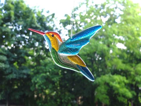 Hummingbird Glass Suncatcher Hummingbird Gift Bird Lover | Etsy