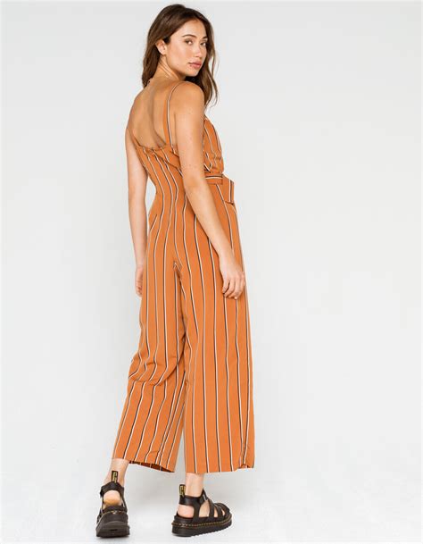 Gypsies And Moondust Stripe Buckle Womens Jumpsuit Brown Tillys