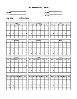 Employee Attendance Calendar Printable Free Word Doc Dedra Evaleen