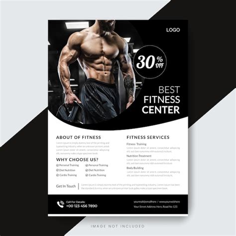 Premium Vector Fitness Gym Flyer Template Black Color Body Building
