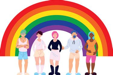 Women And Men Cartoons With Lgbti Rainbow Vector Image