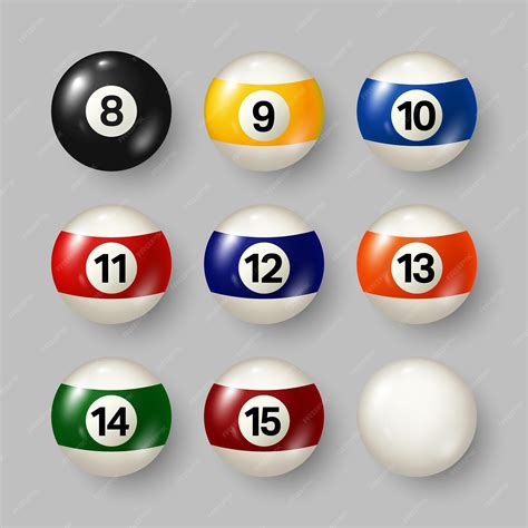 Premium Vector Colorful Billiard Pool Balls With Numbers On Gray