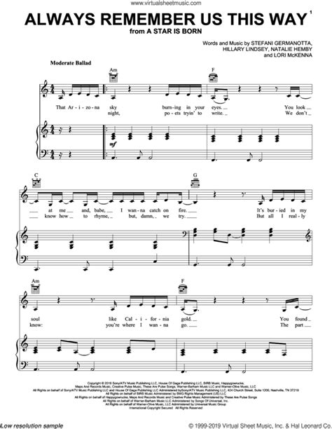 Always Remember Us This Way From A Star Is Born Sheet Music For Voice And Piano