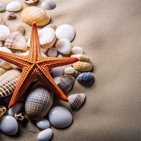 Premium Ai Image Sea Shells On The Sand Starfish Sea Stones And