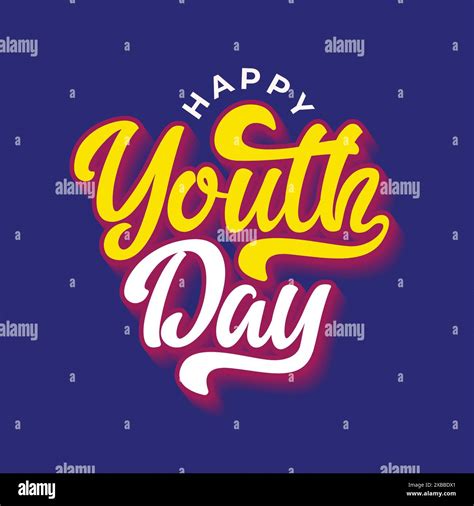 Happy Youth Day Calligraphy Design On Blue Background Beautiful Hand