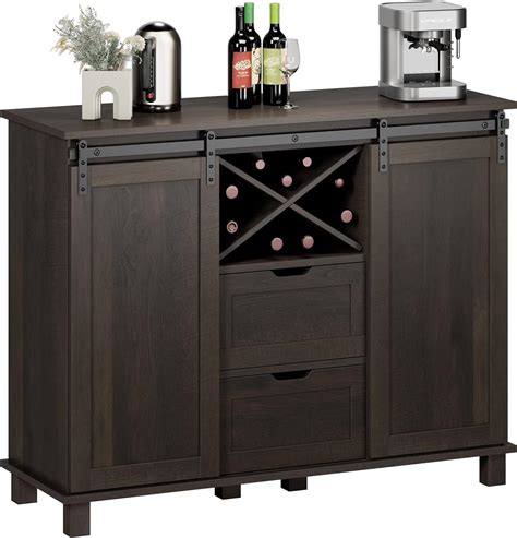 Hostack Farmhouse Buffet Sideboard Coffee Bar Cabinet