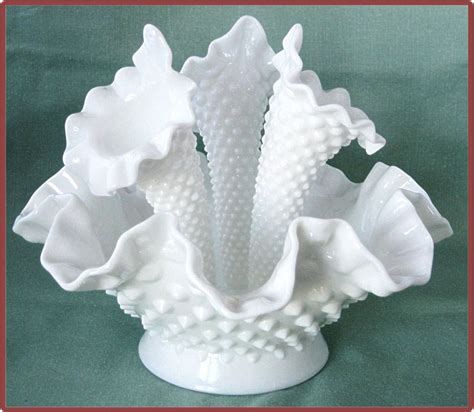 Fenton White Milk Glass Hobnail 3 Lily Epergne From Cobayley On Ruby